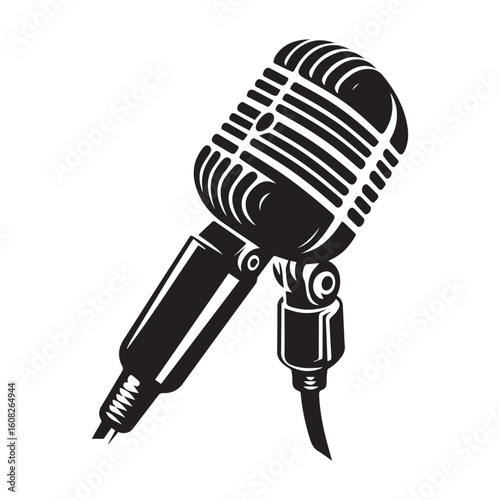 microphone   vector silhouette  Graphic white background design 