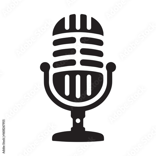 microphone   vector silhouette  Graphic white background design 