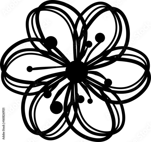 icon vector flower design, with various design shapes, with a hand drawn black outline style for summer and flower.