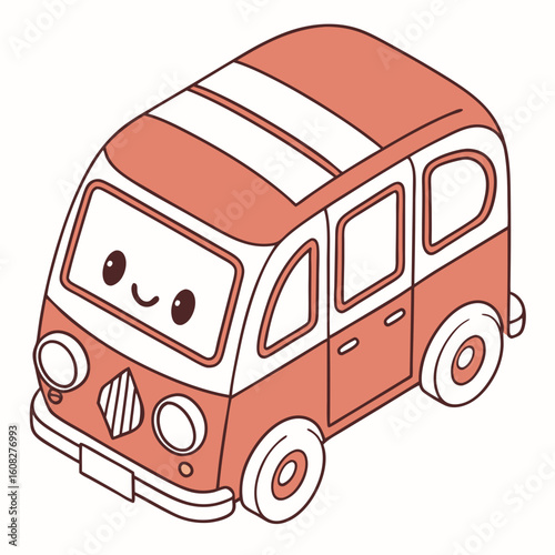 Cartoon Campervan: Retro Travel Illustration