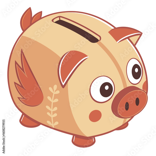 Cartoon Piggy Bank Illustration: Savings and Finance