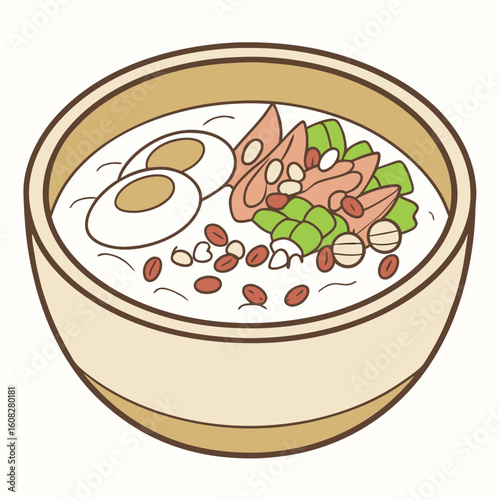 Nutritious Congee Breakfast Bowl Illustration