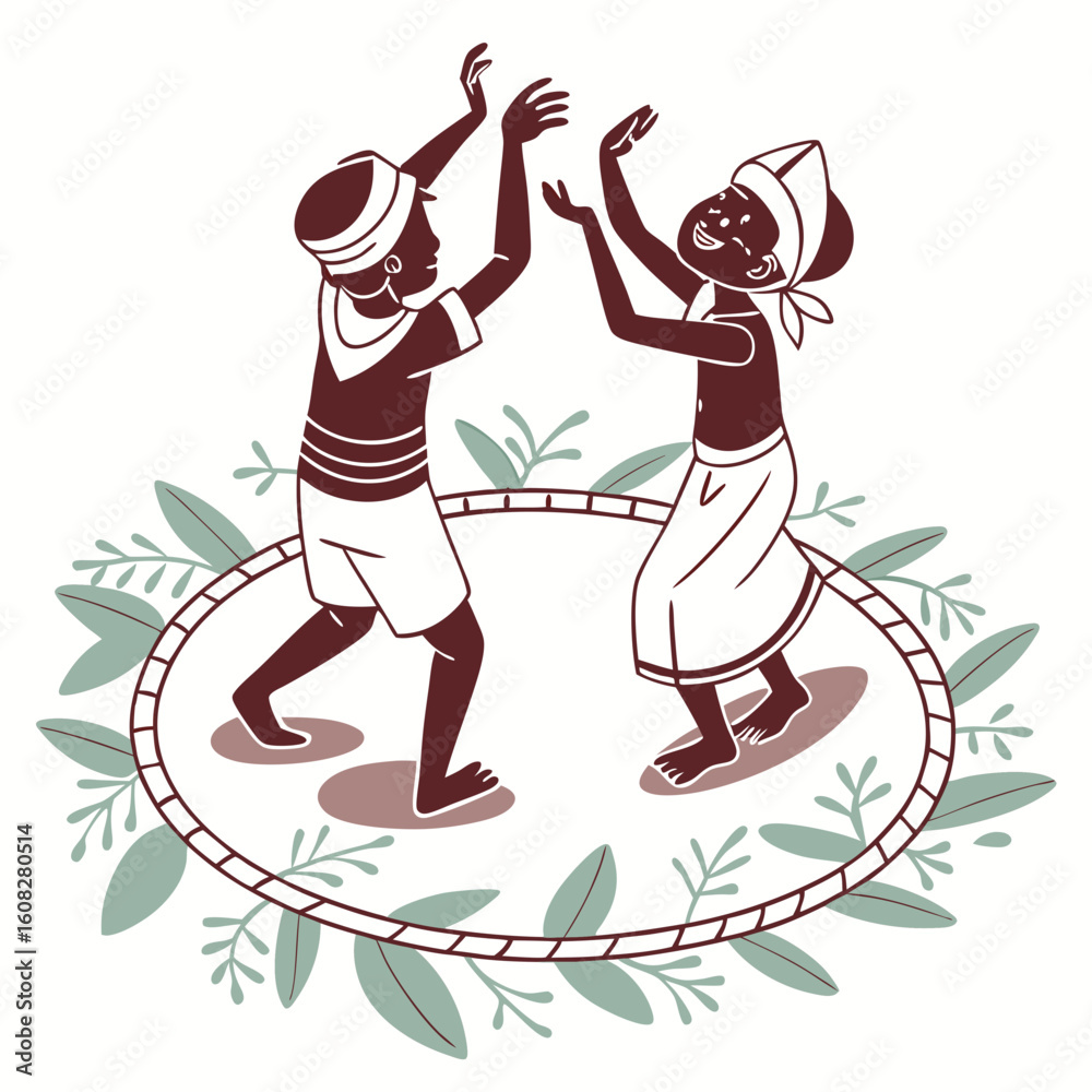 Obraz premium Children Dancing in Circle, Traditional Clothing