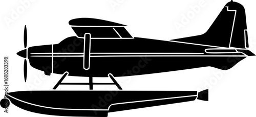 black seaplane silhouette clip art preview