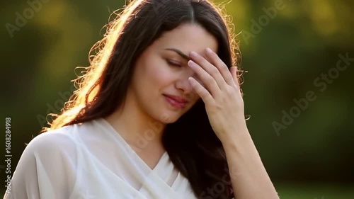 Radiant woman in soft focus sunlight