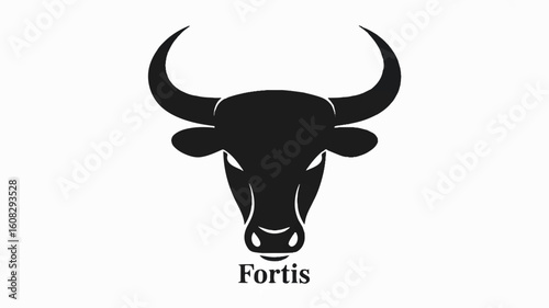Minimalist black bull head silhouette on a clean white background perfect for branding and design