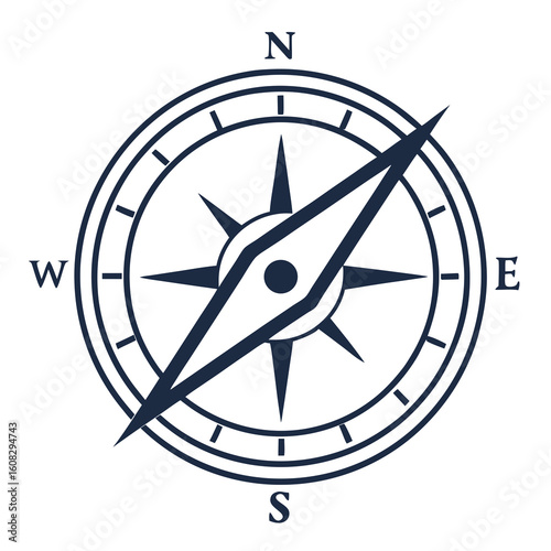Minimalist Compass Rose Icon for Navigation, Travel, and Direction Concepts – Vector Isolated Design