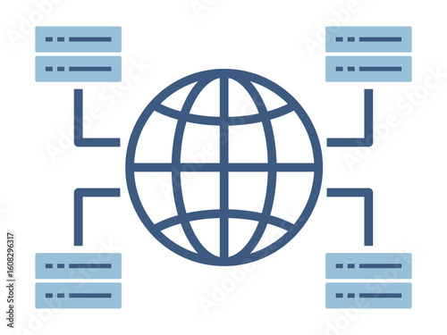 Network icon. Data analytics symbol. Solid icons style. Simple flat vector design.