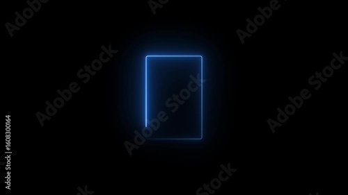 Neon square glowing in the dark, purple neon light, illuminate frame design with dynamic corners Neon frame loop cyberpunk footage rectangle retro shape shiny show space square technology..