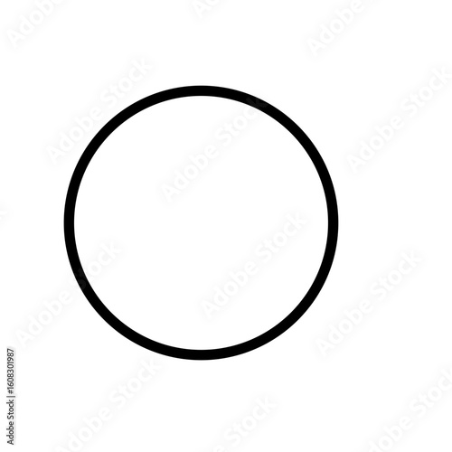  simple black circle outline on a white background, representing minimal design, geometric shape, or abstract graphical element for design use.
