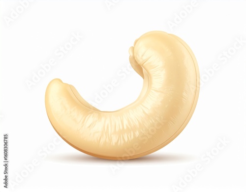 Single cashew nut on a white background.