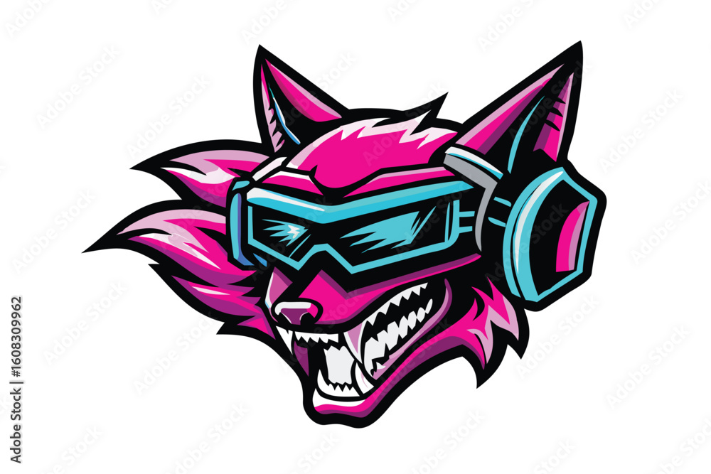 Fototapeta premium Techno-Fantasy Fox Esports Mascot Logo for T-shirts & Streamer Branding