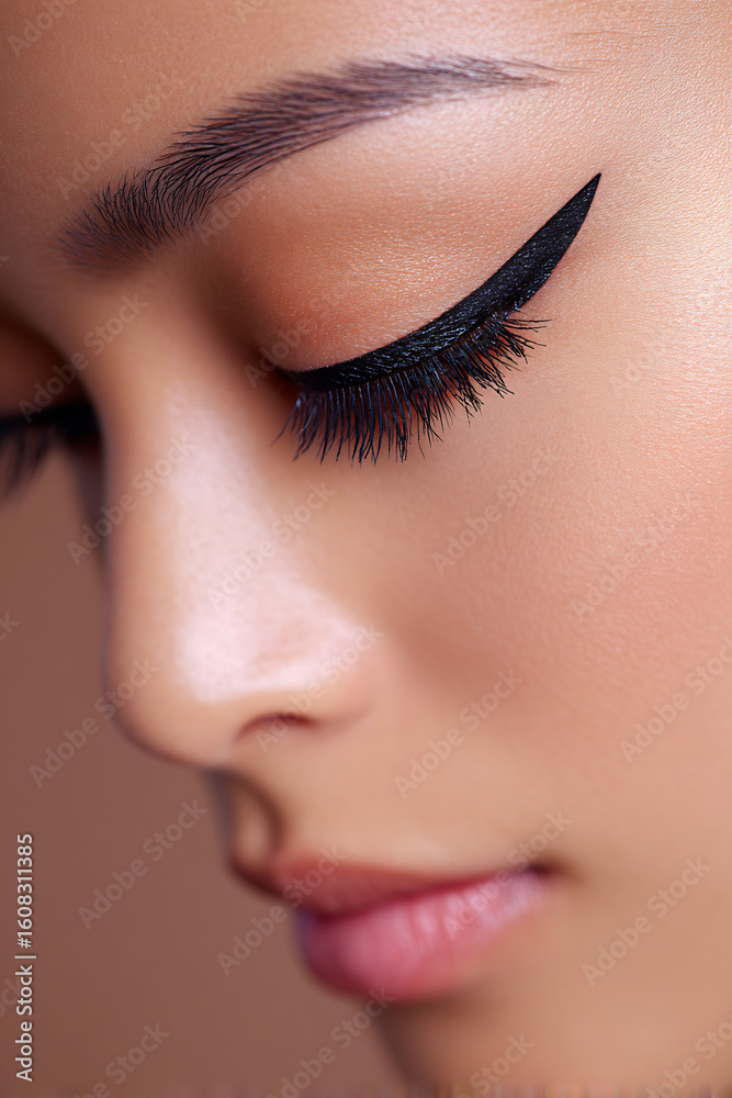 Naklejka premium Detailed eyeliner stroke across eyelid