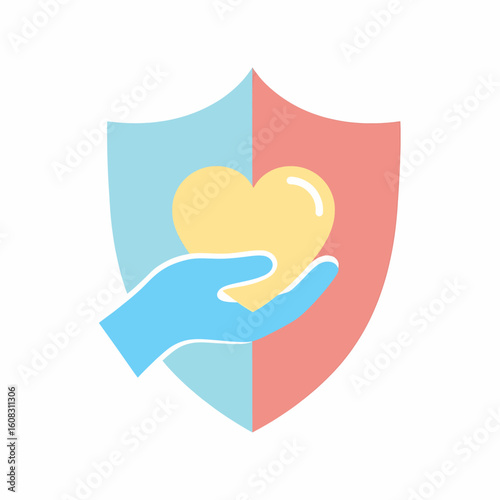 Mental Health Support and Protection Shield Icon