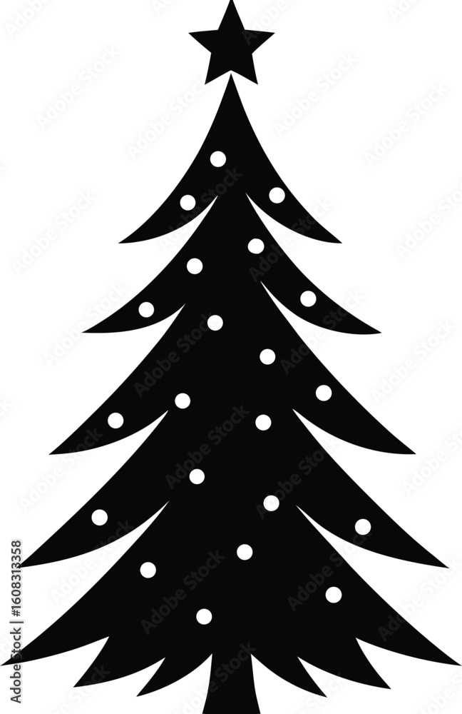 Obraz premium Star on Christmas tree vector silhouette 