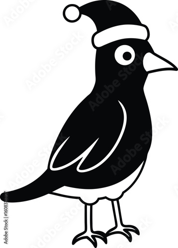 cartoon vector full body wear a christmas hat dron.eps