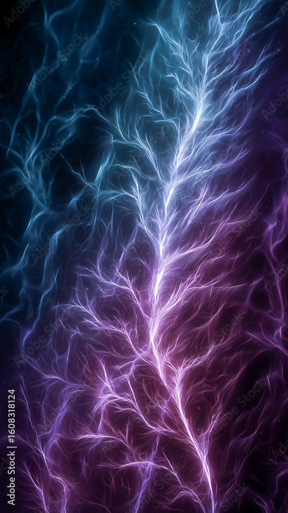 Fototapeta premium Vibrant electrical energy flow, abstract science background