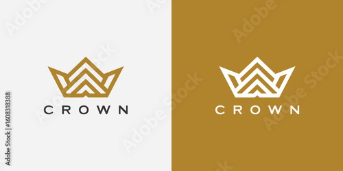 crown logo vector mono line logo design