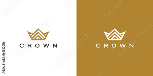 crown logo vector mono line logo design