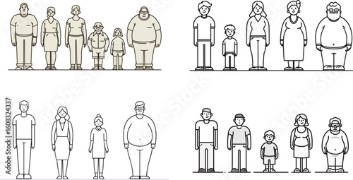 Family members in line art style illustration eps