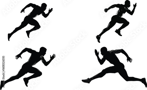Runner silhouette shows athletic speed and motion eps