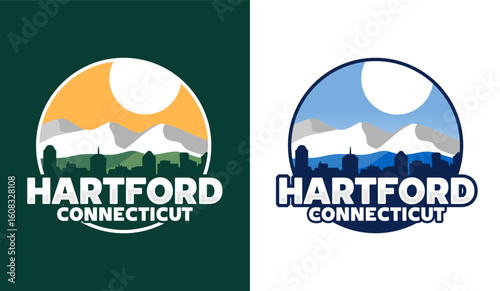 Hartford Connecticut with building silhouettes