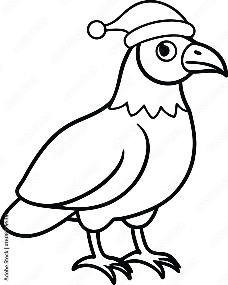 Fototapeta premium cartoon vector full body wear a christmas hat hawk.eps