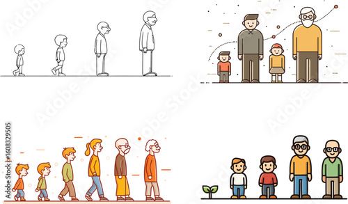 Human life cycle stages in vector art style eps