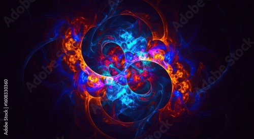 Vibrant Abstract Fractal Energy Burst with Swirling Cosmic Colors