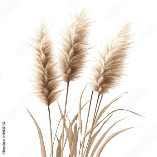 Elegant Dried Pampas Grass Arrangement on a White Background