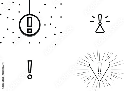 Exclamation point icons signal attention needed eps