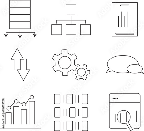 Set of Data analysis Icon.-