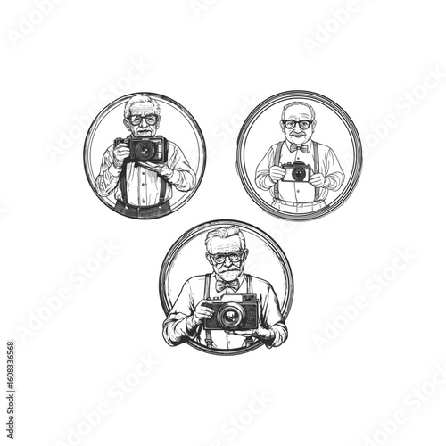 elderly photographer design vector template illustration