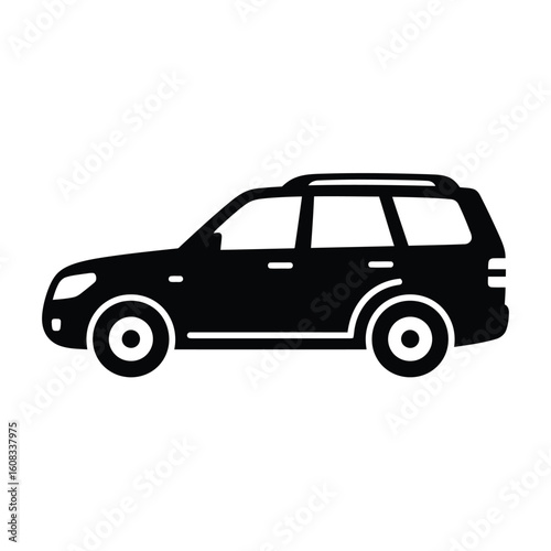 Black silhouette of a modern station wagon suv