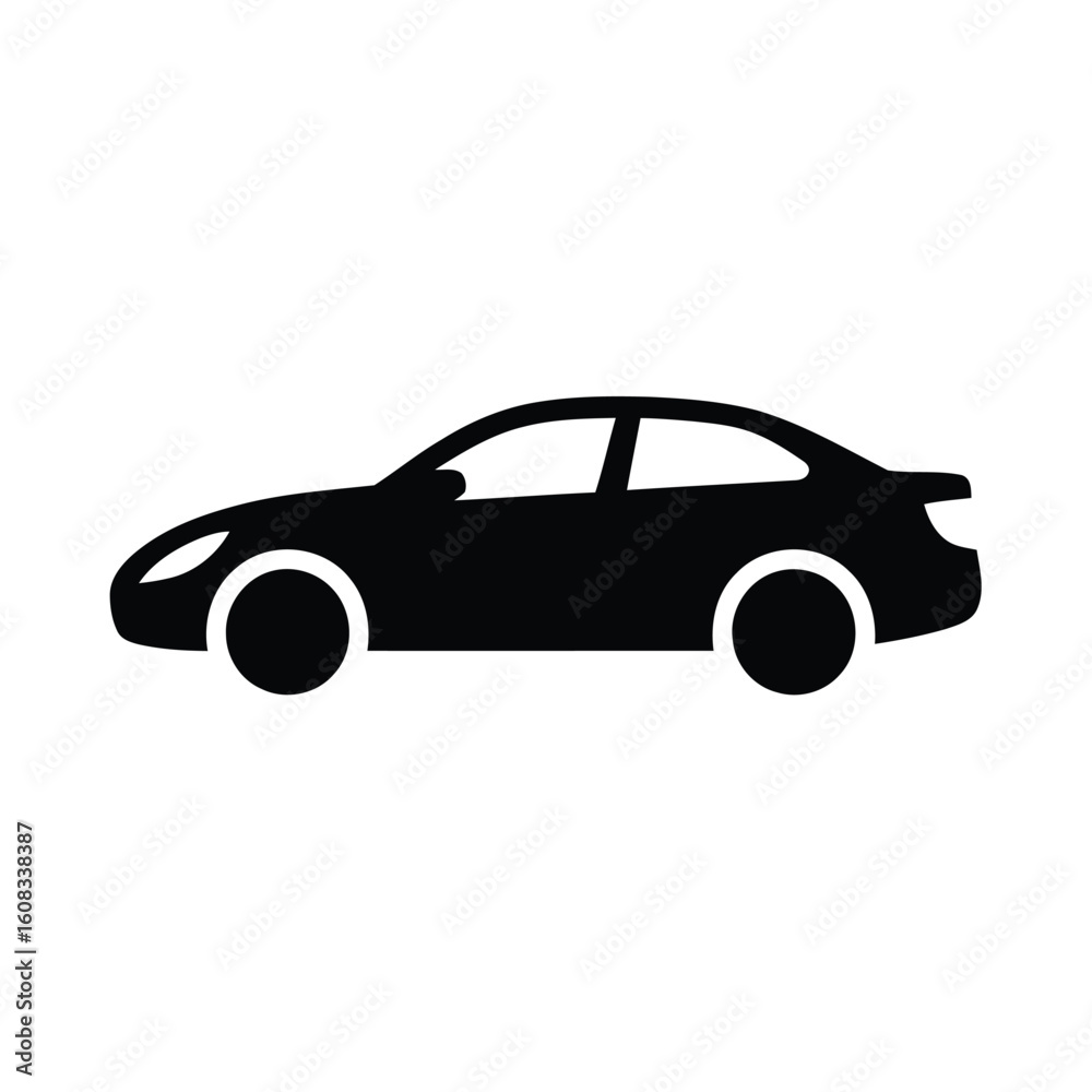 Fototapeta premium Simple silhouette of a black sedan car