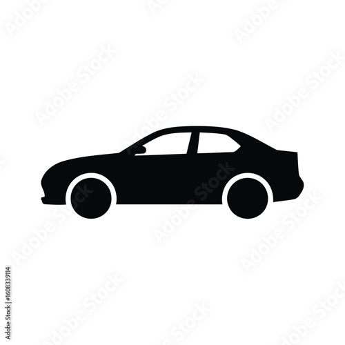 Simple black silhouette of a sedan car