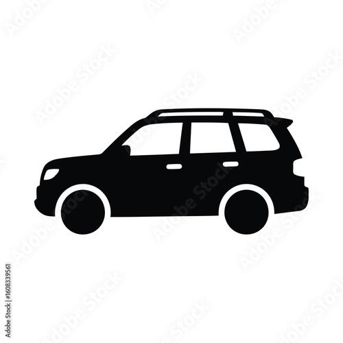 Black silhouette of a modern suv with roof rails