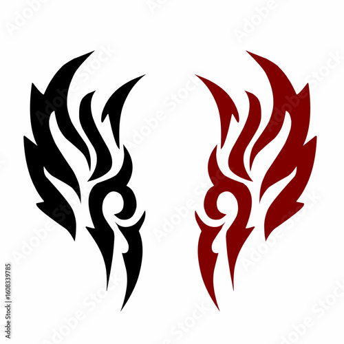 illustration design abstract tattoo of a pair of wings in different colors