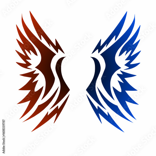 illustration design abstract tattoo of a pair of wings in different colors