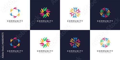 Set of people and community logo