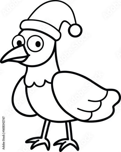 cartoon vector full body wear a christmas hat lark (1).eps