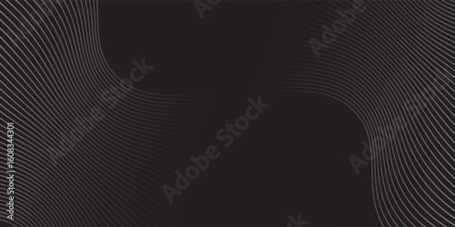 3D black white techno abstract background overlap layer on dark space with waves effect decoration.