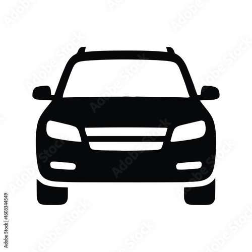 Simple black silhouette of a modern suv front view