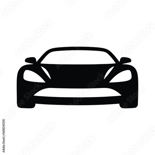 Sleek black sports car silhouette front view