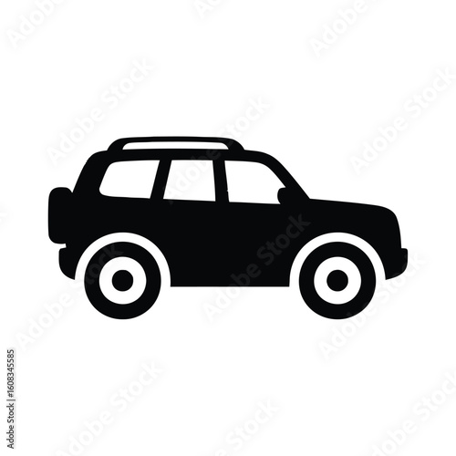Black silhouette of an suv with roof rack