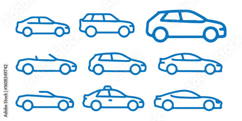 Transport icon set. Transportation in linear style. Vector illustration