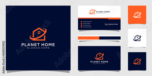 planet home build abstract for logo and business card design