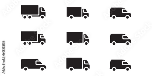 Transport icon set. Transportation in linear style. Vector illustration