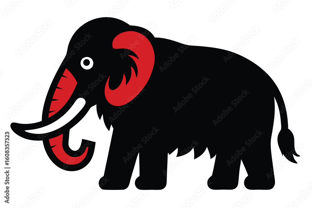 Fototapeta premium Solid color Woolly Mammoth animal vector design
