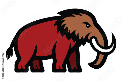 Solid color Woolly Mammoth animal vector design